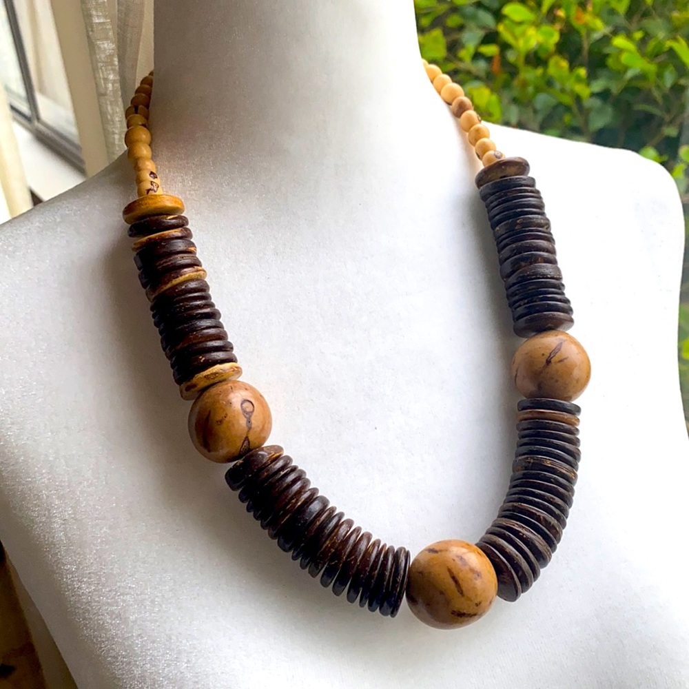 Balinese, Natural Wooden, Long Necklace - New!